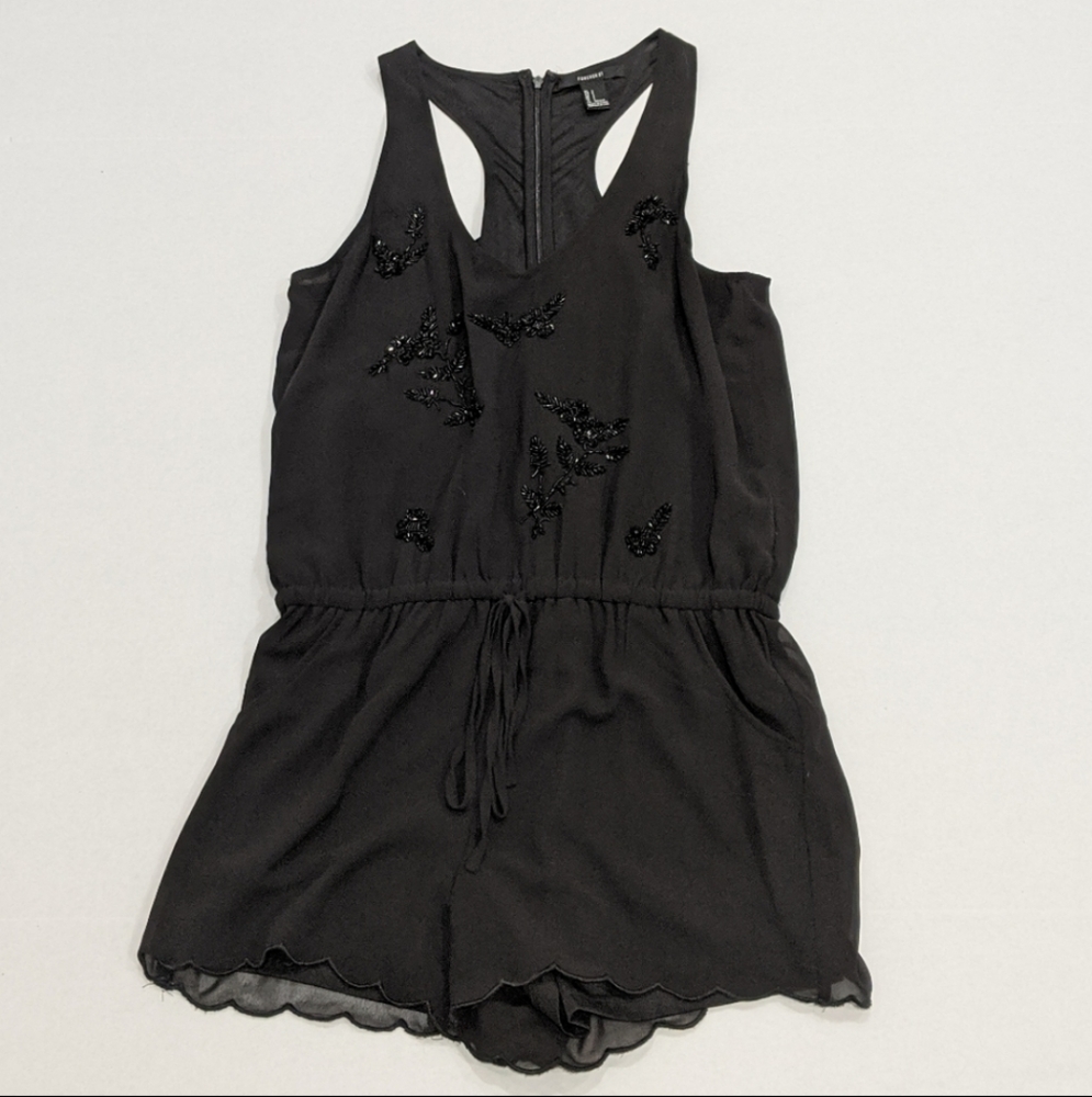 F21 black chiffon beaded romper - Picture 6 of 6